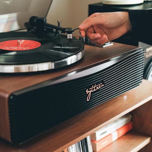 Syitren Paron Record Player Vintage Turntable for Vinyl Records with Built-in Speakers Bluetooth Retro Phonograph Wood Walnut
