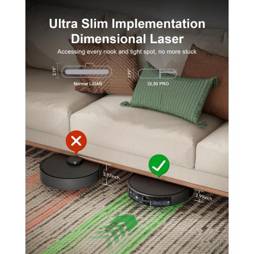 Robot Vacuum and Mop Combo, LiDAR Navigation, Ultra Slim Design, 9000Pa Suction Robotic Vacuum Cleaner – 200 Min Runtime, Auto Recharge, Customizable Cleaning for Pet Hair, Hard Floors