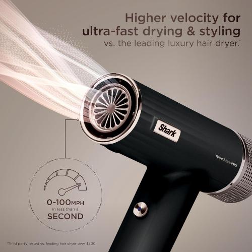 Shark SpeedStyle Pro Professional Performance High-Velocity Hair Dryer System with Scalp Shield and IQ Speed Styling & Drying Suite, Straight and Wavy Hair, Lightweight, Ionic, No Heat Damage, HD731