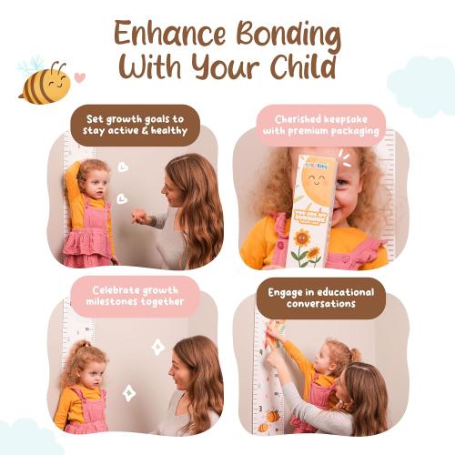 Kids Growth Chart for Wall - 82x7.9 Premium Canvas Removable Height Chart for Kids Height Measurement for Wall, Height Chart Measuring for Kids & Baby, Child Height Wall Chart