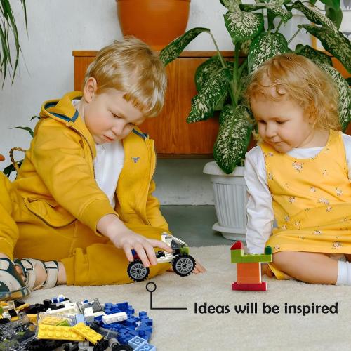 BroTex Wheels and Axles Sets with Steering Wheels& &Windshield&Traffic Light, Over 400pcs Classic Bricks Pieces and Car Parts Kits, Basic Bulk Building Blocks Vehicles with Tires