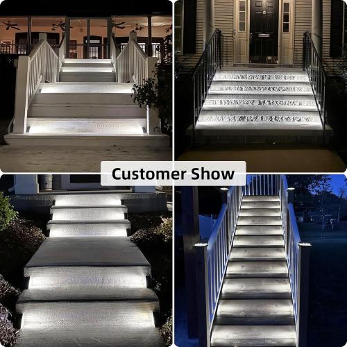VOLISUN Solar Step Lights Outdoor Waterproof, LED Outdoor Stair Lights, Solar Step Light for Outside, Warm&Cool White Deck Light Decor for Stair,Front Porch and Patio(Gray,12 Pack)