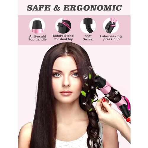 Mini Travel Curling Iron 1 Inch,Dual Voltage with European Plug Adapter | Small Curling Iron for Short Hair,110~240V Dual Voltage, Anti-Scald Cover,Auto-Off,5 Temp Digital Settings