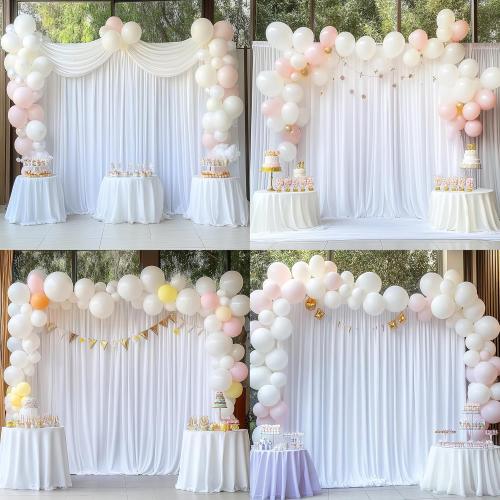 40 ft x 10 ft Wrinkle Free White Backdrop Curtain for Wedding Parties, Polyester Photo Backdrop Drapes for Baby Shower Birthday Party Backdrop Stand, Bulk Thick Background Curtains, 5x10FT 8 Panels