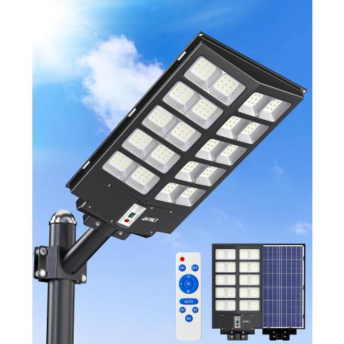 JAYNLT Y-5200W Solar Street Lights Outdoor,6500K Commercial Parking Lot Lights Dusk to Dawn, Waterproof Solar Security Flood Lights with Motion Sensor and Remote for Yard, Garage, Driveway
