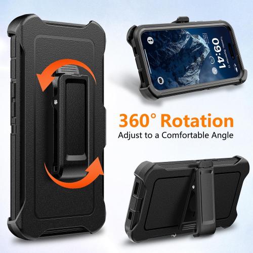TUTUKII Magnetic for iPhone iPhone 15, 14 & 13 Case with Belt Clip Holster,Black
