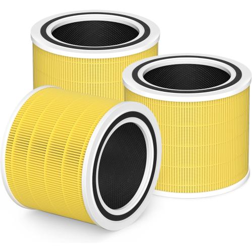 Core 200S Pet Care Replacement Filter Compatible with LEVOIT Core 200S and LEVOIT Core 200S-P Smart WiFi Air Purifier, 3-in-1 H13 True HEPA Activated Carbon Filter, Core 200S-RF-PA, Yellow, 3 Pack