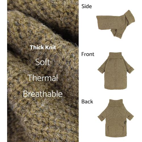 Beige Large Fitwarm Thermal Knitted Dog Sweater Doggy Winter Coat Pet Clothes Doggie Turtleneck Jacket Puppy Outfits Cat Sweatsuit