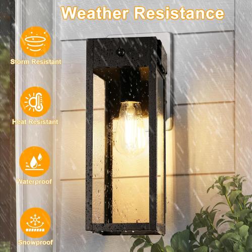 Porch Lights with GFCI Outlet, Large Motion Sensor Outdoor Lights
