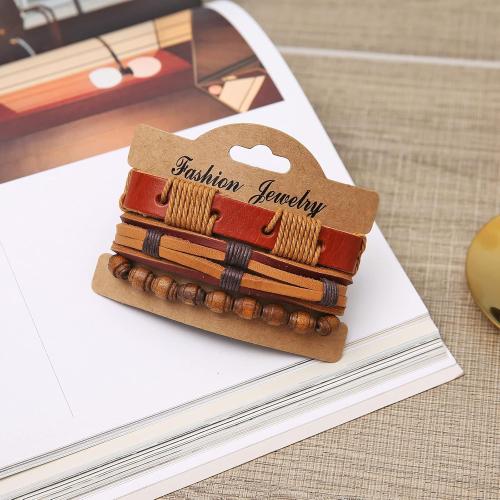 HZMAN Wrap Bracelets Men Women, Hemp Cords Wood Beads Ethnic Tribal Bracelets, Leather Wristbands
