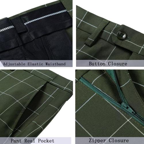 Size XL...Men's Plaid 3 Pieces Suits Slim Fit Tuxedo Sets for Men Business Formal Wedding Groomsmen Solid Blazer Jacket Vest Pants Sets