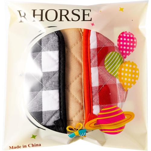 R HORSE 6Pcs Hot Handle Covers Heat Resistant Pot Pan Handle Covers Cast Iron Skillet Pot Holder Sleeves Mitt for Kitchen Baking Cooking BBQ Cookwares