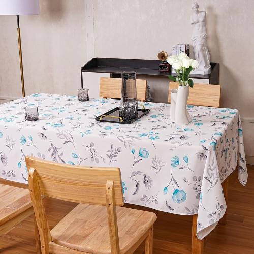 Floral Tablecloth Green Rectangle Table Cloth 60x84 Inch Waterproof Spill-Proof & Oil-Proof Outdoor Table Cover for Rectangle Table Home Kitchen Party Picnic Halloween Fall Decor