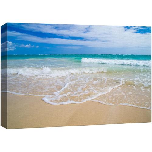 wall26 Canvas Print Wall Art Vibrant Beach Ocean Waves & Seafoam Nature Wilderness Photography Modern Art Rustic Scenic Colorful Multicolor for Living Room, Bedroom, Office - 16x24