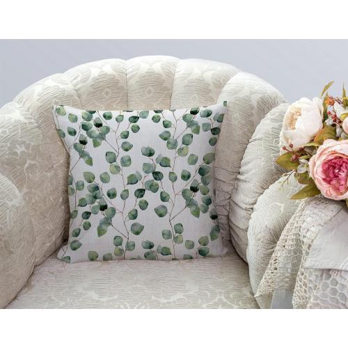 TSSOHU Pillow Cover 18x18in, Watercolor Green Floral Leaf Eucalyptus Round Leaves Succulent Pattern Branches Pillows Soft Decorative Square Couch Pillow Covers ，Home Decor for Sofa Bedroom Car Couch