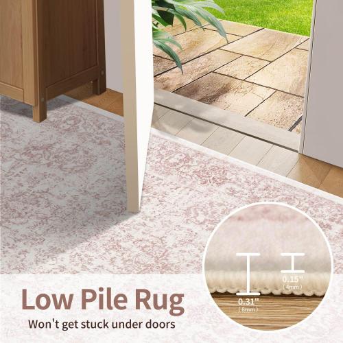 Rugxara Washable Area Rug for Living Room & Bedroom, Rugs for Women, Non Slip, Durable Low Pile Carpet, Vintage Carpets for Office, Dining Room, Kids Room and Farmhouse