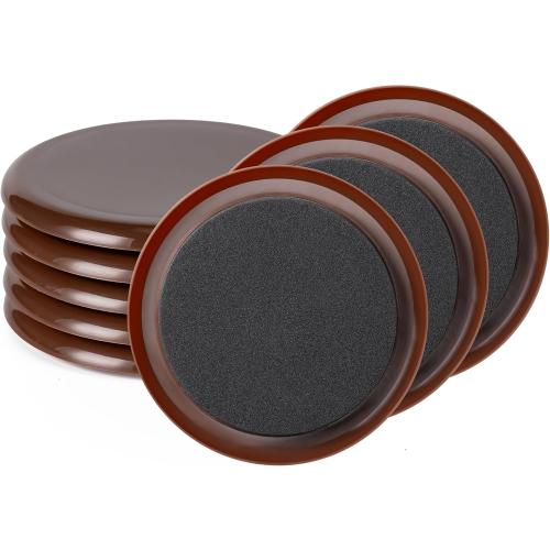 Furniture Sliders, Furniture Sliders Pads for Hardwood Floors, Chair Legs Floors Protectors, Reusable Round Glides Glider, Heavy Duty Furniture Movers Sliders (8 Pcs, 3 1/2inch，Coffee)