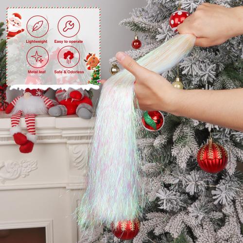 CCINEE 5000 Strands Christmas Tinsel Icicles, 19.7 Mylar Foil Icicle for Xmas Tree, Holiday, Party, Birthday Decorations, Iridescent