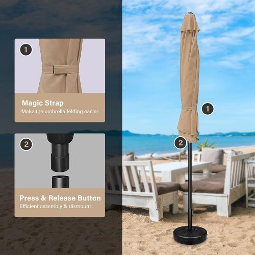 Size  9' Color tan Patio Umbrella Outdoor Table Market Yard Umbrella with Push Button Tilt/Crank