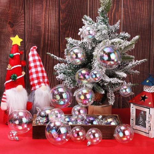 Shappy 50 Pcs Christmas Iridescent Ornaments Halloween, Transparent DIY Shatterproof Hanging Rainbow Ball Christmas Ornament 5 Different Sizes for Party, Wedding, Home Decor (Clear)