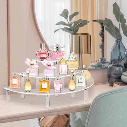 YestBuy Acrylic Risers Display Stand For Pop Figures, 3 Tier Cupcake Stand, Perfume Stand Organizer,2 Pack Half Moon Dessert Stand for Food, Acrylic Display Stand for Collections.
