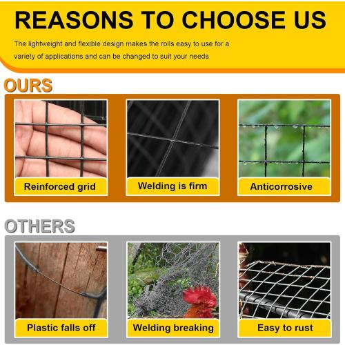 Black Hardware Cloth 1/2inx48inx100ft, Chicken Wire Fencing, 19Gauge, Vinyl PVC Coated Mesh, Welded Wire mesh, Perfect for Gopher Wire, Rodent Mesh, Tree Guard, Chicken Coop