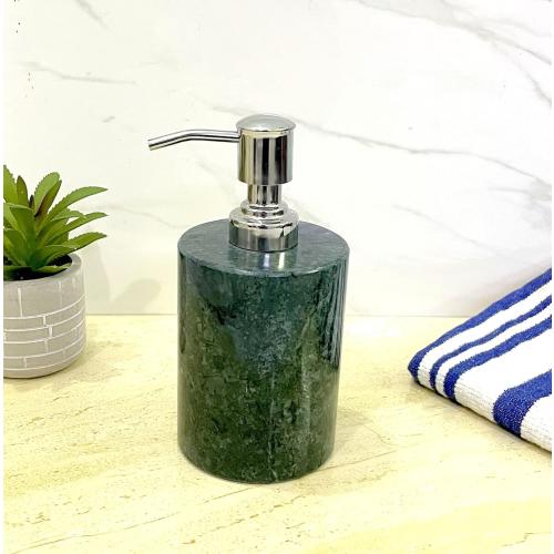 Color Green Stone made Natural Stone Liquid Soap Dispenser by Wigano.Stone Soap Dispenser with Chrome Polish Pump Ideal for Room Bathroom, Luxury Hotel Bathroom (Green)