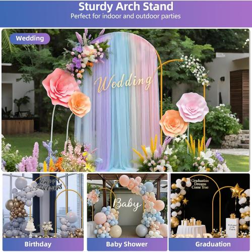 Hemmotop Metal Arch Backdrop Stand Set of 2, 7.2ft and 6ft