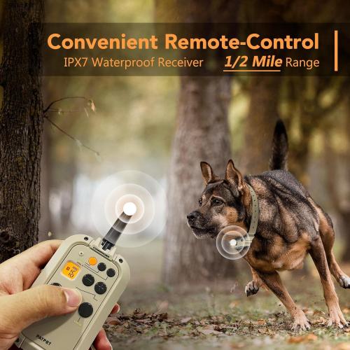 Dog Training Collar 2 Dogs with APP Control - 1/2 Mile Range E Collar for Dogs, Bluetooth-Enabled Waterproof Electric Collar for Large Dogs (15-140 lbs)