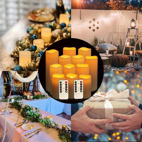 Set of 48 Pack Flameless Candles with Remote & 24H Timer - Waterproof Battery Operated Decorative Candles,3 Sizes(4 5 6 inch) for Home Decor, Wedding, Christmas, Party (Warm White)