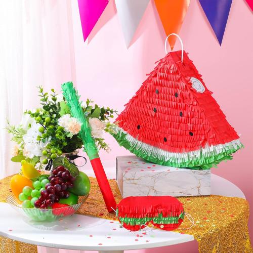 Sratte Watermelon Piñata Fruit Summer Theme Includes Stick Blindfold Confetti Small Fruit Piñata Birthday Party Decorations for Fiestas Summer Tropical Party Supplies Carnival Game