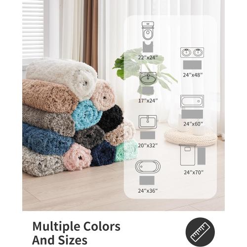 ILANGO White Christmas Bathroom Rugs 24 × 17 Non Slip & Super Absorbent Extra Thick Soft, Washable Bath Mat for Floor, Non Shedding Microfiber Plush Shaggy Bath Rug for Bathtub Shower Room Sink