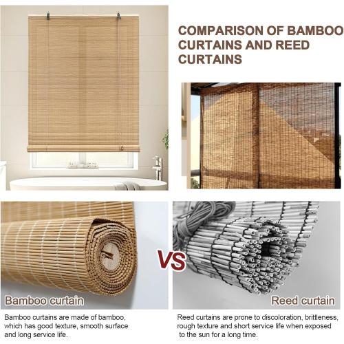 Bamboo Blinds for Interior Windows, Custom Bamboo Shades for Indoor Windows, Roller Shades for Indoor Window and Outdoor Patio, Easy to Install for Decks, Porches, Backyards