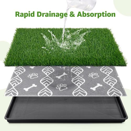 LOOBANI Large Dog Grass Pad with Tray - 35x23in Dog Litter Box with 2 Artificial Grass Patch   2 Washable Pee Pads - Quickly Absorbency Indoor Outdoor Potty for Patio Balcony Apartment Use