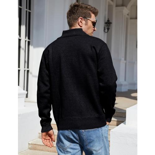 Size XL...Yeokou Men's Casual Slim Full Zip Thick Knitted Cardigan Sweaters with Pockets