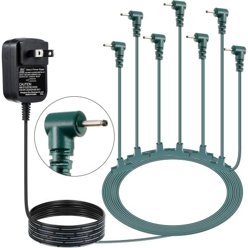 Dreyoo Christmas Ornaments Power Cord with 7 Plug, Compatible with Christmas Ornaments Interactive Ornaments, 5V 10.5W Power Cord Adapter Suitable for 2.5 mm Diameter Power Interface