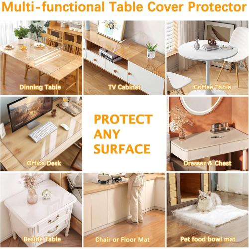 54 Inch Round Clear Dining Table Protector Tablecloth Cover Desk Top Pad Mat for Glass Furniture Study Coffee End Bed Sofa Side Bistro Bar Corner Pub Night Stand Dinner Table Thick Plastic PVC Vinyl