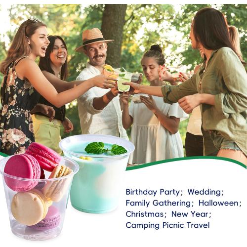 JOLLY CHEF 300 Pack Clear Plastic Cups, 9 oz Crystal Clear PET Party Cups, Classic Clear Disposable Wine Cups for Wedding, Thanksgiving, Birthday, Halloween, Christmas Party