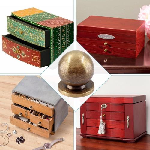 4 Packs 1/2 Inch(12mm) Diameter Mini Round Solid Brass Knobs, Brass Pulls, Gold Mini Drawer Pulls, Mini Knobs for Jewelry Box, Bronze