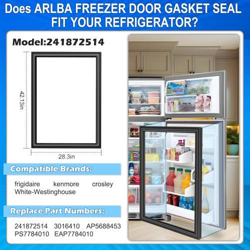 UPGRADE 42.13x28.3 242193214 Refrigerator Fresh Food Door Gasket Replacement Compatible with Frigidaire Kenmore and Crosley Refrigerator Door Seal Replaces 3016410 AP5688453 PS7784010 EAP7784010