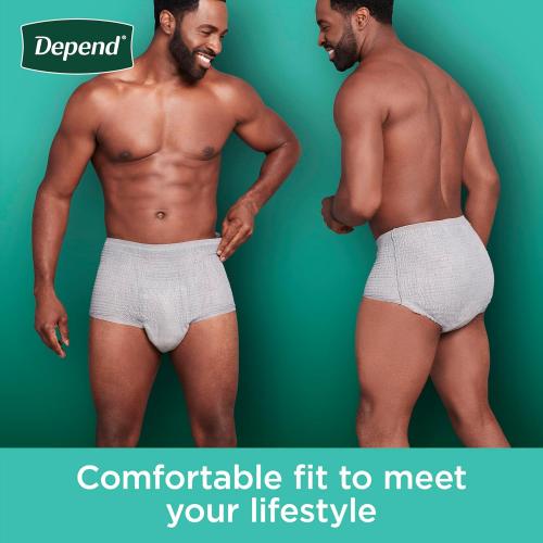 Size XL 25X Depend Fresh Protection Adult Incontinence Underwear for Men, Disposable, Maximum, Extra-Large, Grey, 68 Count (2 Packs of 34), Packaging May Vary