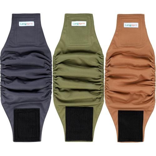 Langsprit Male Belly Bands for Dogs (Pack of 3) - High Absorbing Dog Wraps Male Washable - Reusable Small Doggy Doggie Puppy Dog Diapers M Size ColorZLH
