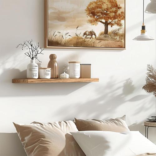 GXYAWPJ 24 Inch Floating Shelves for Wall Rustic Light Wood Wall Shelves for Bedroom Set of 4