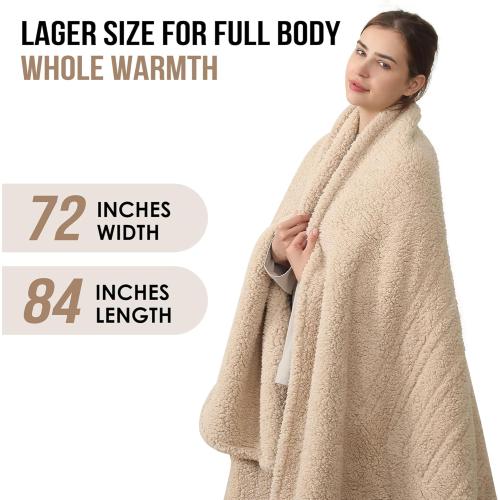 ESTINGO Full Size Heated Blanket, Heating Blanket Full Size with 6 Heating Levels & 1-10 Hours Adjustable Timer, Full Body Warming Sherpa Fast Heating for Bedding, 72X84, Milk Coffee