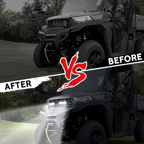 SAUTVS Front Mesh Grill with Accent Light for Ranger SP 570, Waterproof Black Mesh Grille with LED Light Bar for Polaris Ranger SP 570 / Crew SP 570 2022 2023 2024 2025 2026 Accessories (1PCS)