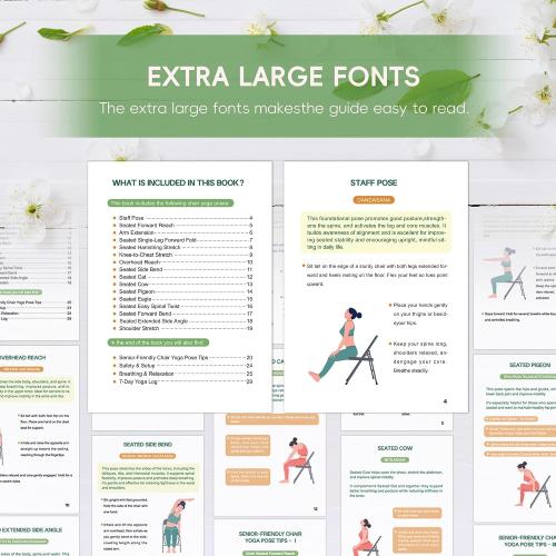 Chair Yoga for Seniors Over 60 Book & Chart – 30-Day Challenge, Gentle Seated Yoga Guide, Chair Yoga for Weight Loss & Flexibility, Senior Chair Exercises for Women & Men, 8.5x11 Book on Chair Yoga