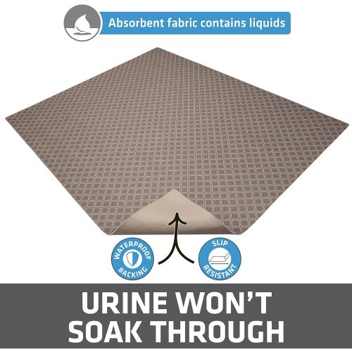 Drymate XL Original Cat Litter Mat, Contains Mess from Box, Protects Floors, Urine-Proof, Machine Washable, Soft on Kitty Paws, Absorbent, Waterproof (USA Made, Recycled Content) (29”x36”)(Taupe)