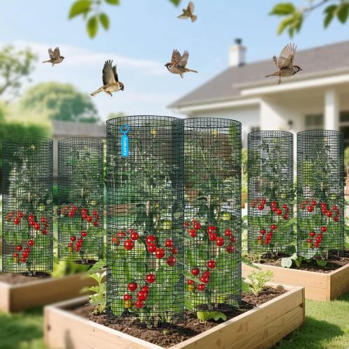10 Pack Wire Plant Protector with Cover, 16x12 Detachable Metal Plant Protectors Mesh, Garden Plant Protectors for Shrubs Flowers Vegetables to Keep Rabbit & Chicken Animals Out