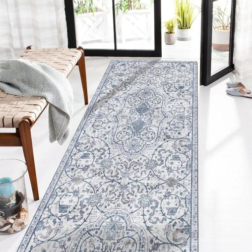 Area Floor Mat for Home, 3'x5' Waterproof Vintage Print Rug-Like Pattern PVC Area Mat for Kitchen, Stain Resistant Non-Slip Soft Rug for Living Room, Easy Clean Desk Chair Mat for Home Office Decor