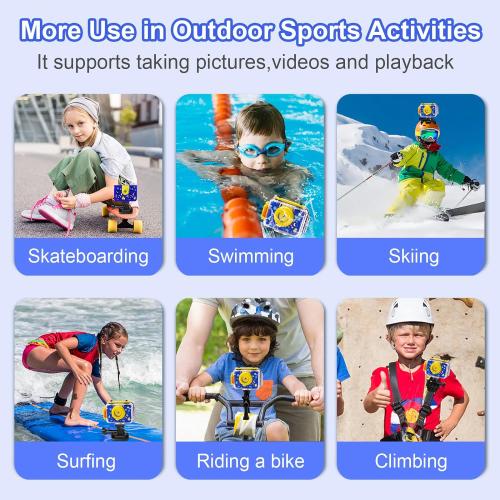 GKTZ Kids Camera - Waterproof Underwater Camera for Kids, Christmas Birthday Gifts for Boys Age 3-12, 1080P HD Children Digital Action Camera, Pool Toys for Kids Age 4-12